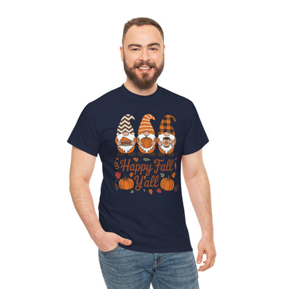 Happy Fall Y'all Gnome Pumpkin Autumn Thanksgiving Men Women T-Shirt