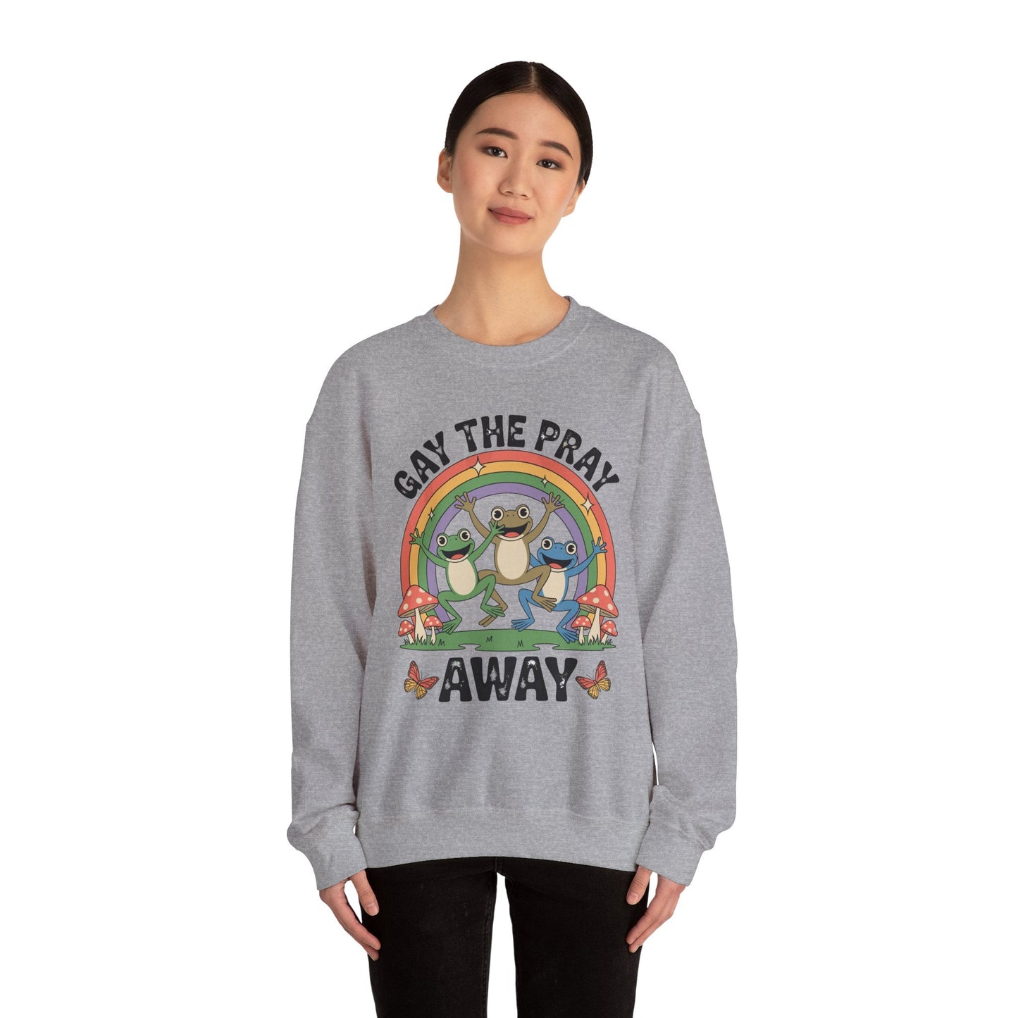 Gay The Pray Away Rainbow LGBT Pride Funny Meme Frogs Sweatshirt