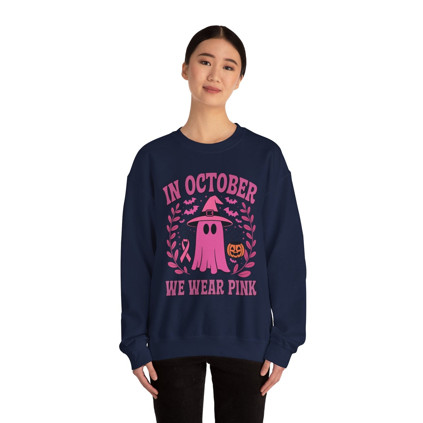 In October We Wear Pink Breast Cancer Awareness Halloween Sweatshirt