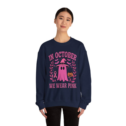 In October We Wear Pink Breast Cancer Awareness Halloween Sweatshirt