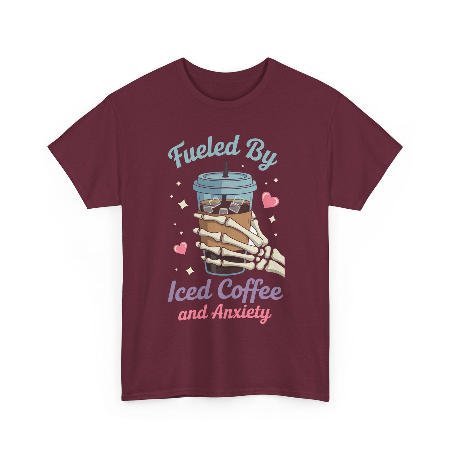 Fueled by Iced Coffee and Anxiety Funny Coffee Lover T-Shirt