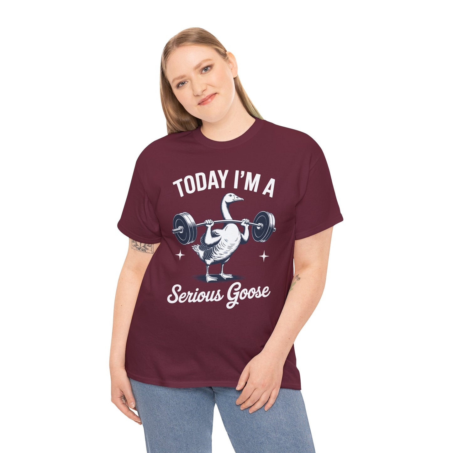 Funny Today I'm A Serious Goose Lifting Weights Gym Fitness T-Shirt