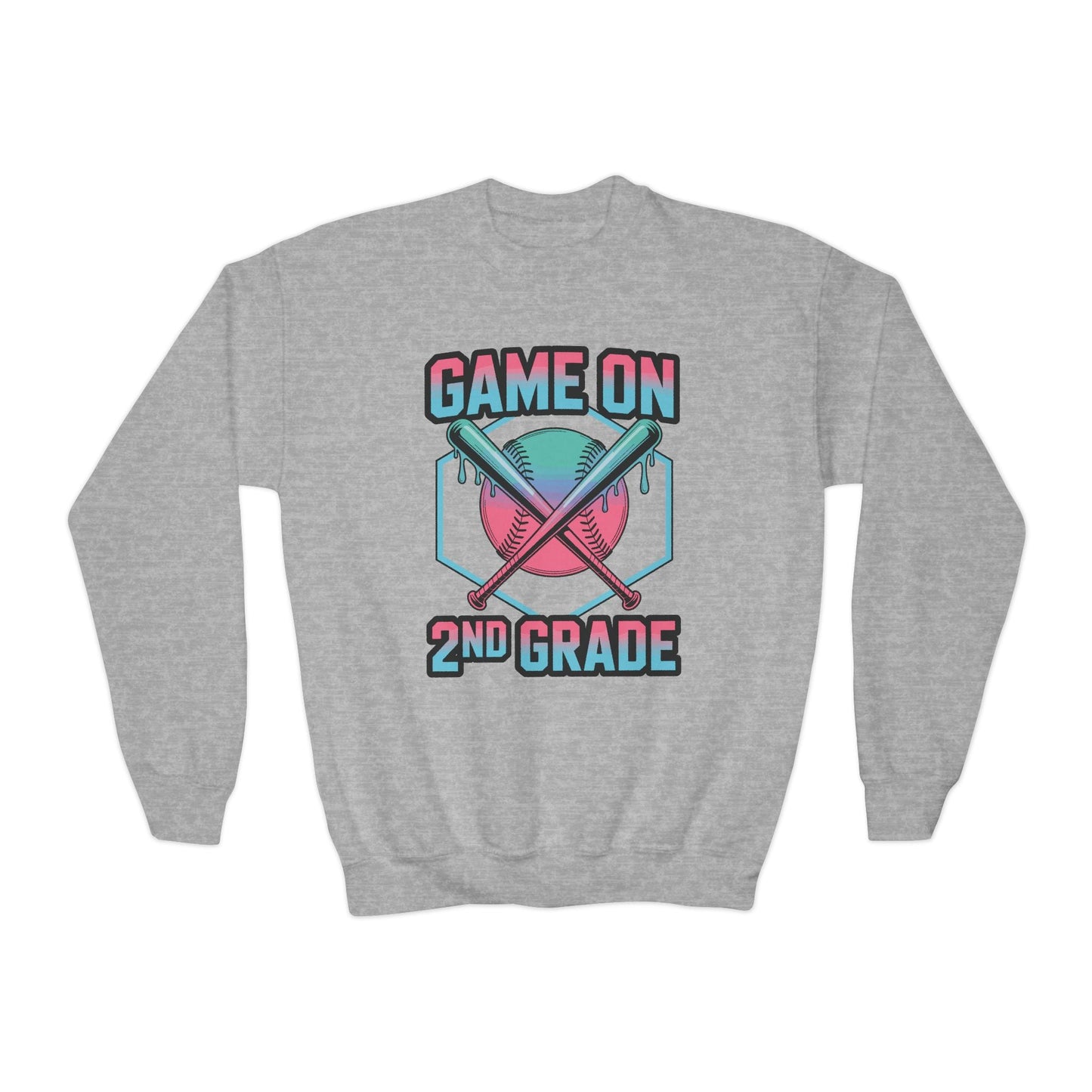 2nd Grade Back to School Baseball Drip Ice Cream Game On Kid Sweatshirt