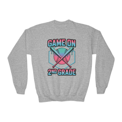 2nd Grade Back to School Baseball Drip Ice Cream Game On Kid Sweatshirt