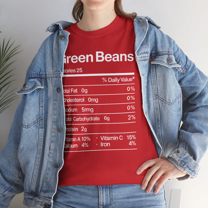 Green Beans Nutrition Facts Funny Thanksgiving Christmas T-Shirt