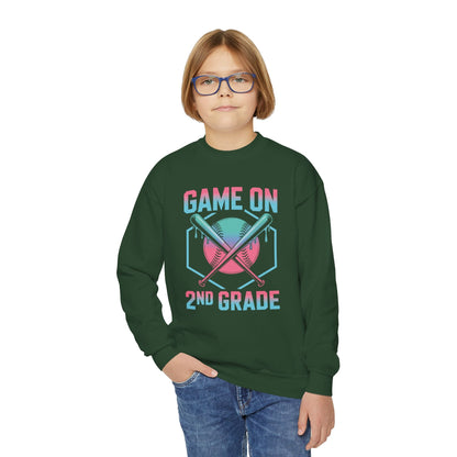 2nd Grade Back to School Baseball Drip Ice Cream Game On Kid Sweatshirt