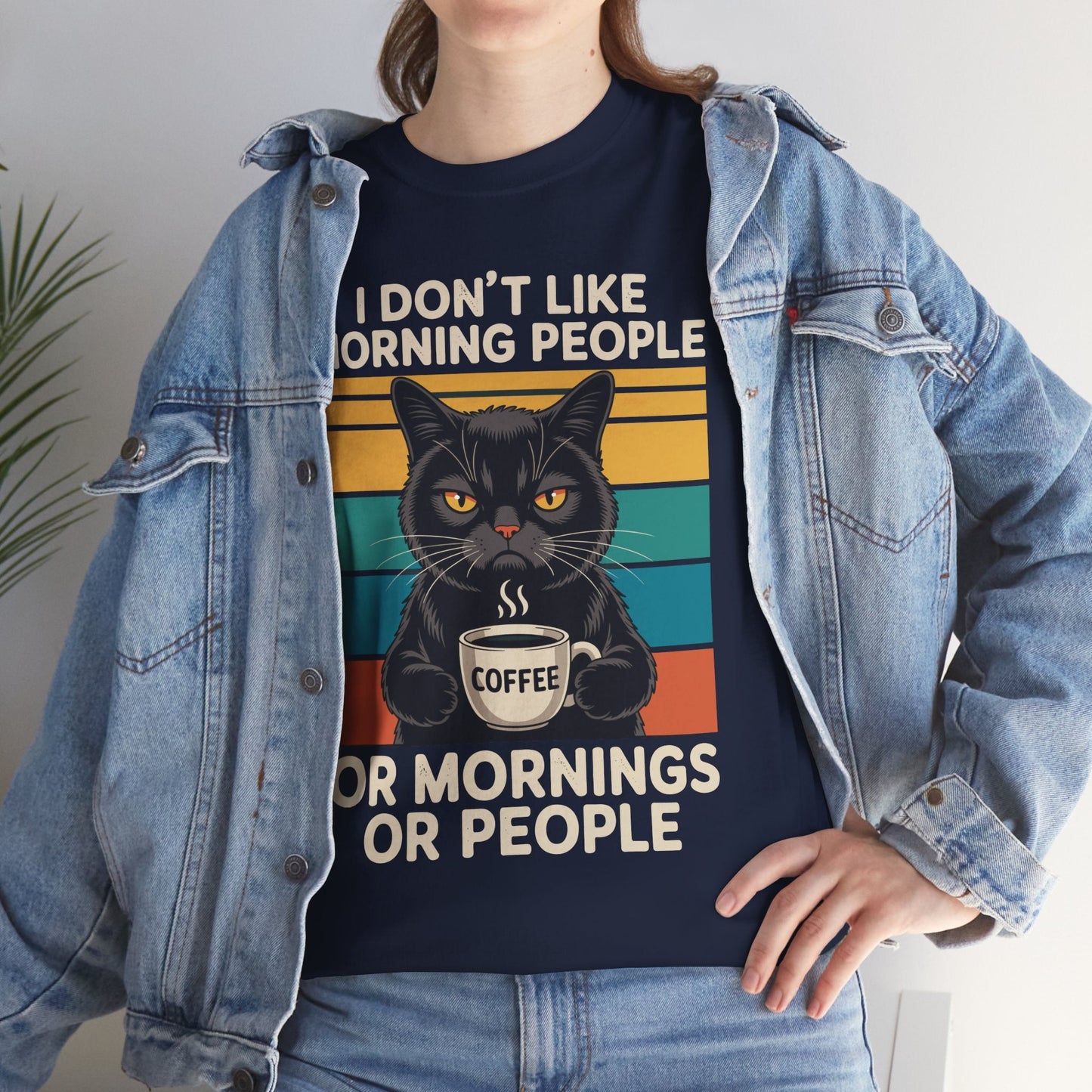 I Hate Morning People And Mornings And People Coffee Cat T-Shirt