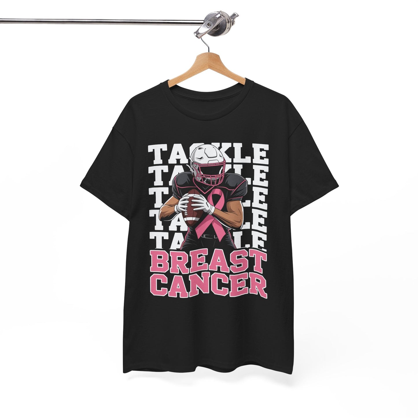 Tackle Football Breast Cancer Awareness Pink Ribbon T-Shirt