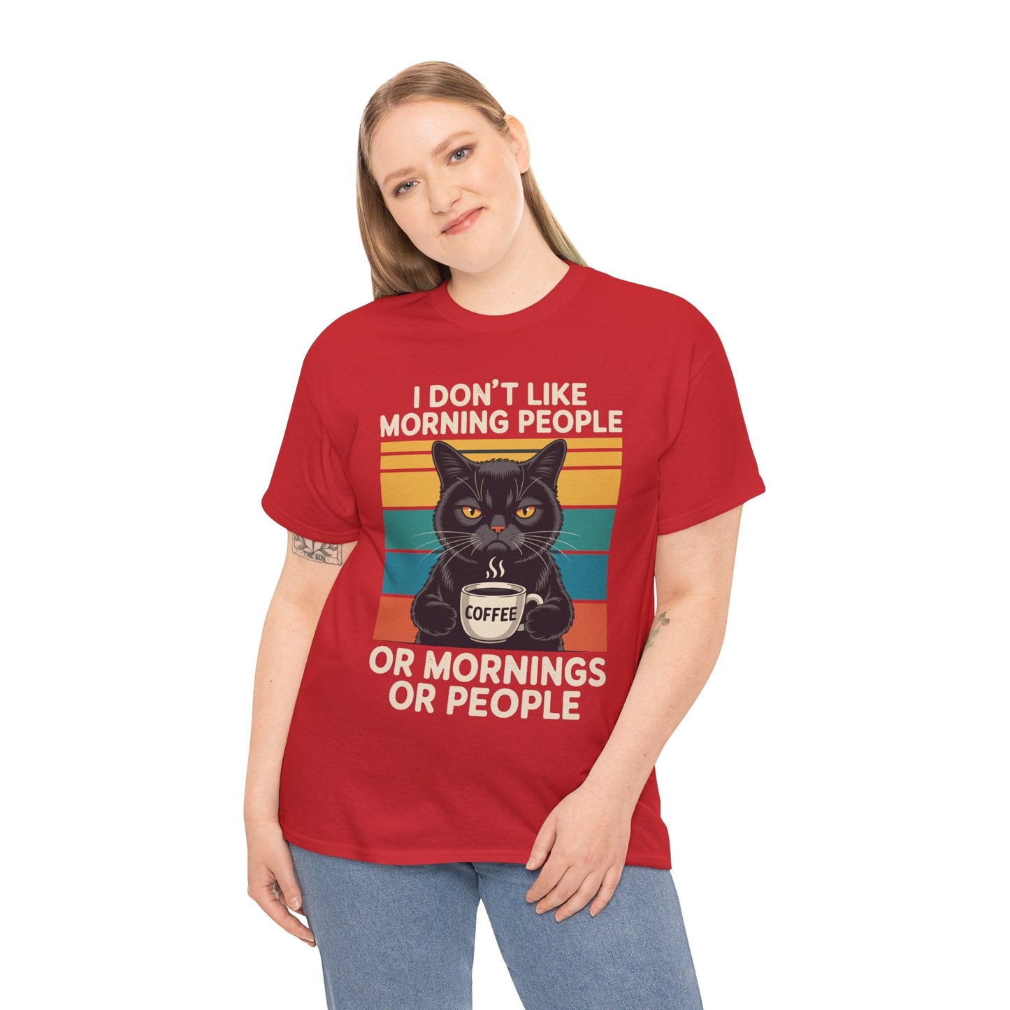 I Hate Morning People And Mornings And People Coffee Cat T-Shirt