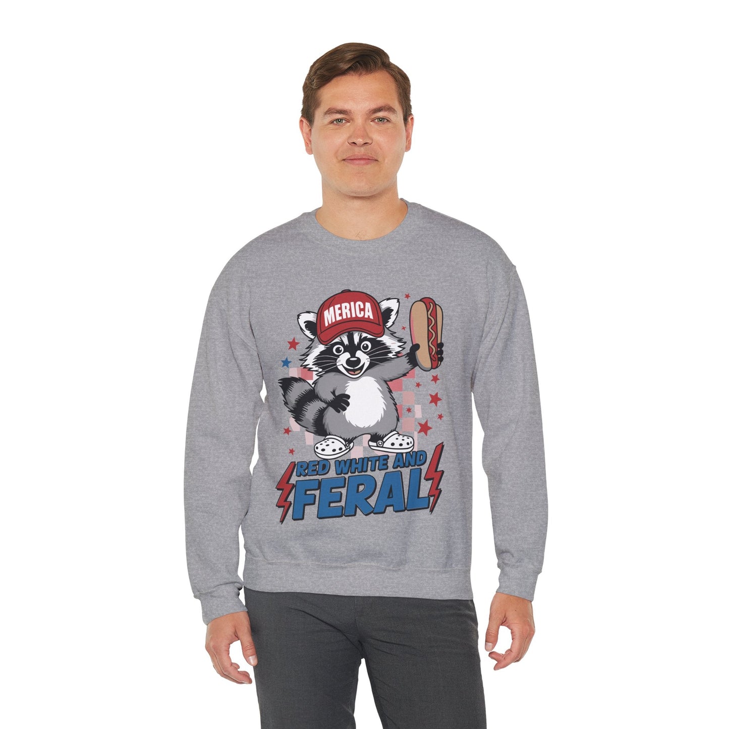 Red White And Feral Raccoon 4th of July Saying Meme Sweatshirt
