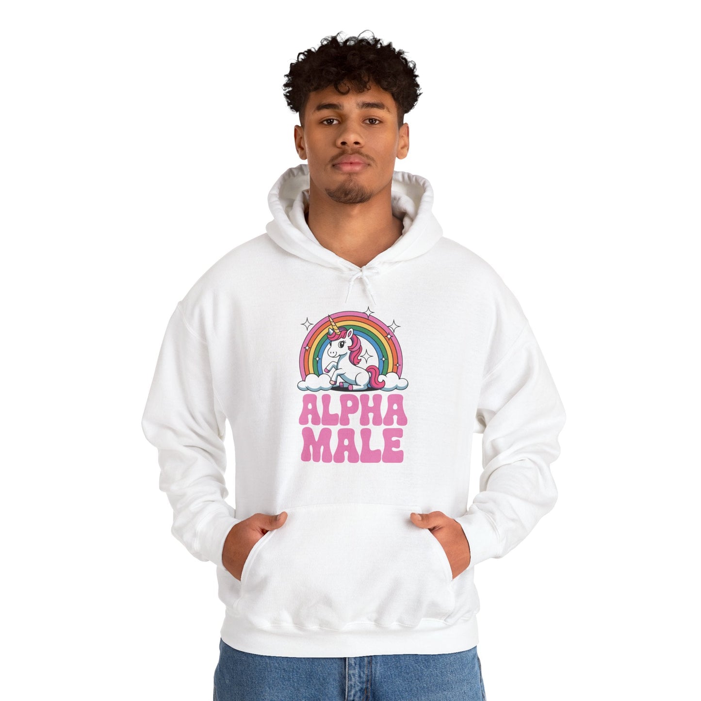 Funny Alpha Male Unicorn Sarcastic Ironic Weird Y2K Humor Hoodie
