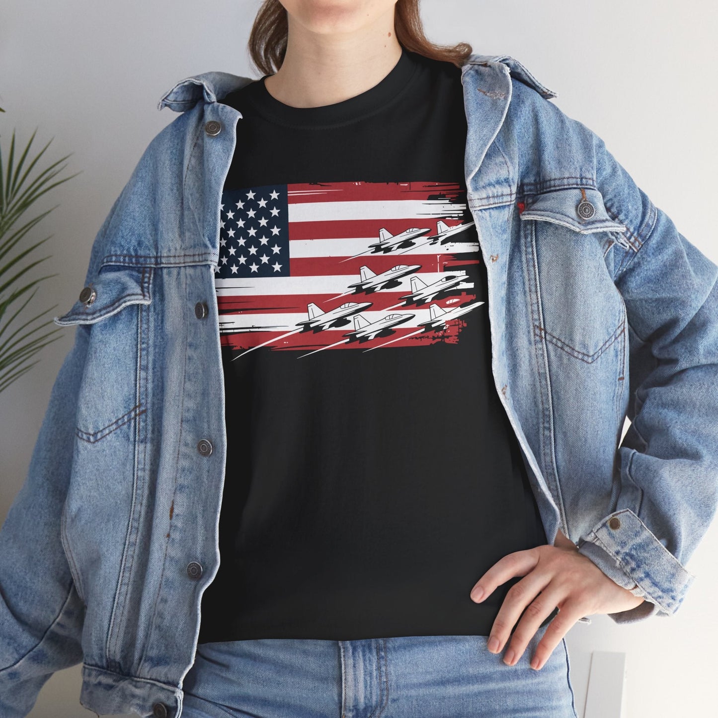 Patriotic Red White Blue USA Flag Fighter Jets 4th of July T-Shirt