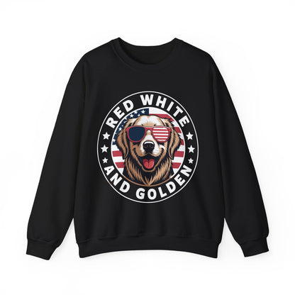 Red White Golden Retriever American Flag 4th of July Gift Sweatshirt