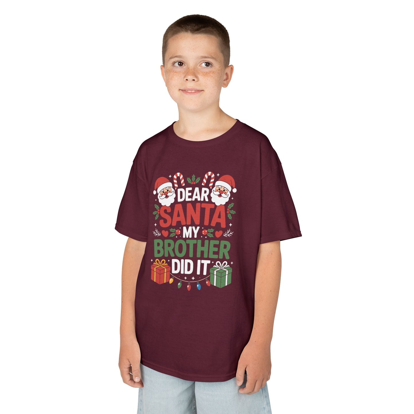 Dear Santa My Brother Did It Funny Christmas Boys Girls Kids T-Shirt
